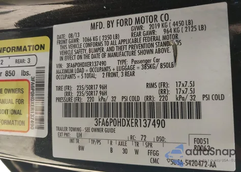 2014 Ford Fusion Se z USA, uszkodzony, nr VIN 3FA6P0HDXER137490